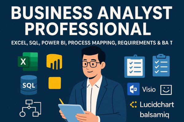 Business Analyst Professional: Excel, SQL, Power BI, Process Mapping, Requirements & BA Tools
